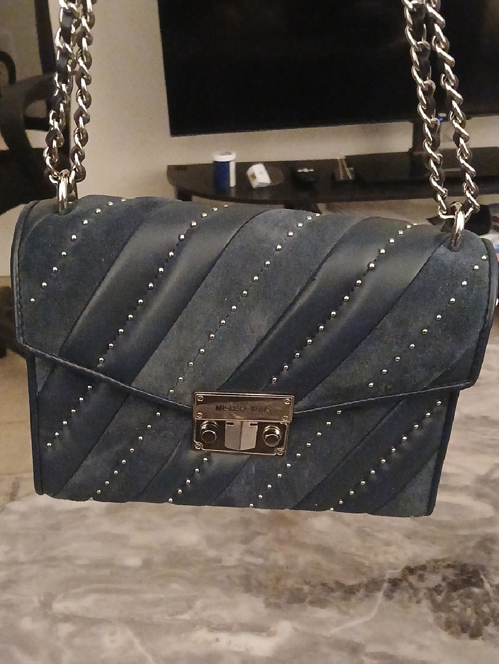 Michael Kors Rose Medium W/ Chain Crossbody - Dark Blue